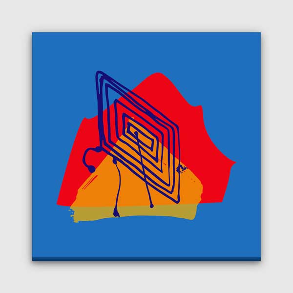 Mavi Zeminli Geometrik Soyut Minimal Kanvas Tablo 13991