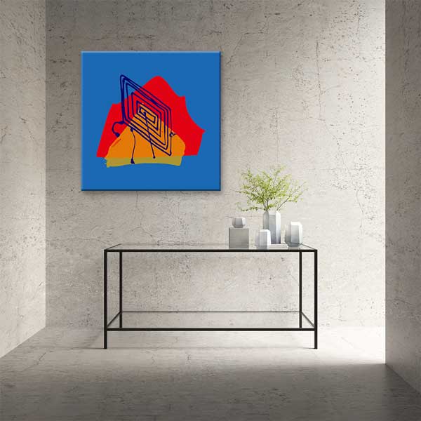 Mavi Zeminli Geometrik Soyut Minimal Kanvas Tablo 13991