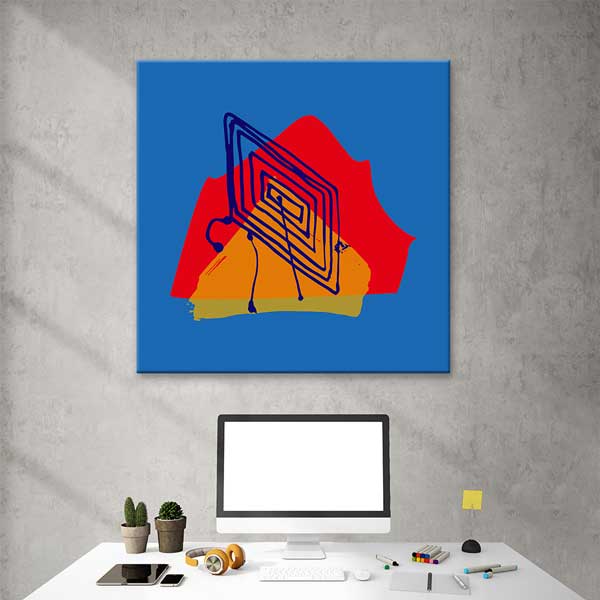 Mavi Zeminli Geometrik Soyut Minimal Kanvas Tablo 13991