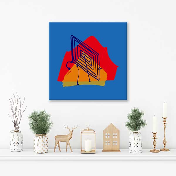 Mavi Zeminli Geometrik Soyut Minimal Kanvas Tablo 13991