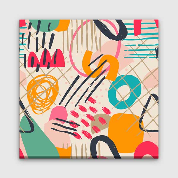 Geometrik Desenli Renkli Soyut Minimal Kanvas Tablo 13995