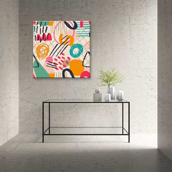 Geometrik Desenli Renkli Soyut Minimal Kanvas Tablo 13995