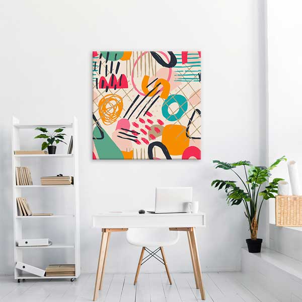 Geometrik Desenli Renkli Soyut Minimal Kanvas Tablo 13995