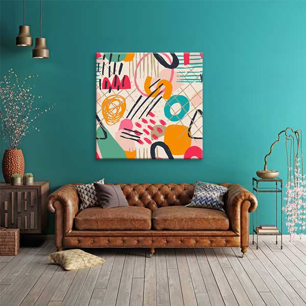 Geometrik Desenli Renkli Soyut Minimal Kanvas Tablo 13995