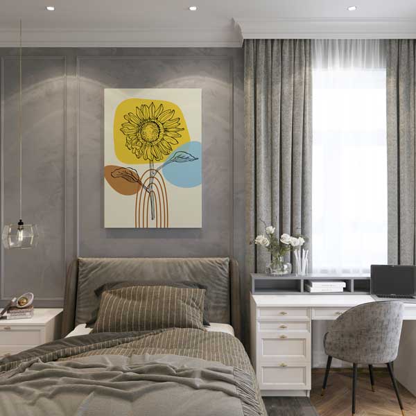 Ayçiçeği Figürlü Minimal Modern Duvar Tablosu 13960