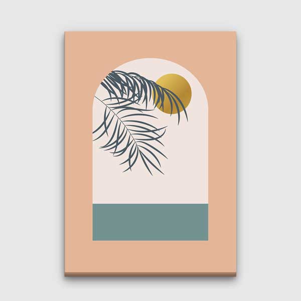 Kemer Formlu Palmiye Yapraklı Minimal Kanvas Tablo 13983
