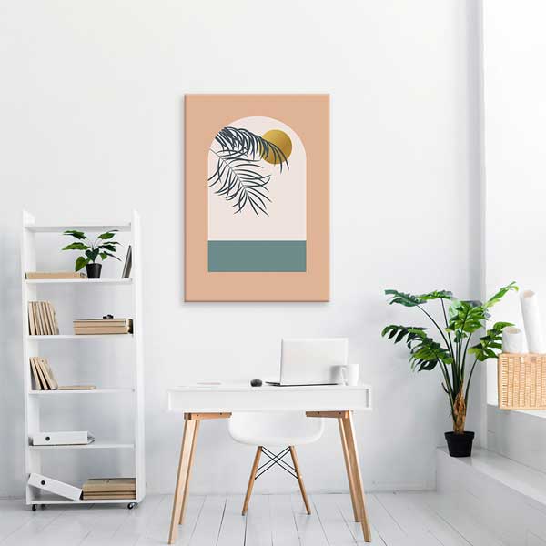 Kemer Formlu Palmiye Yapraklı Minimal Kanvas Tablo 13983