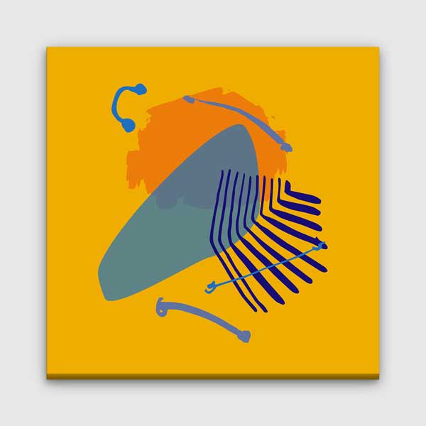 Hardal Zeminli Soyut Formlu Minimal Kanvas Tablo 13990