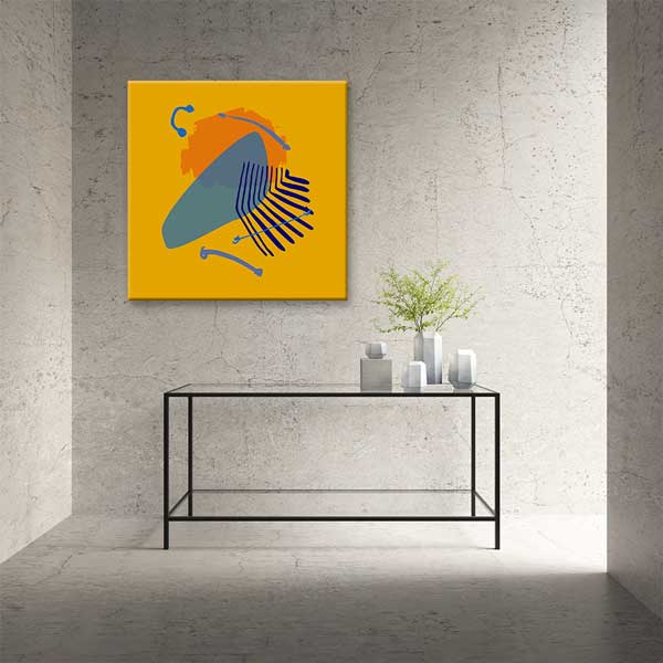 Hardal Zeminli Soyut Formlu Minimal Kanvas Tablo 13990