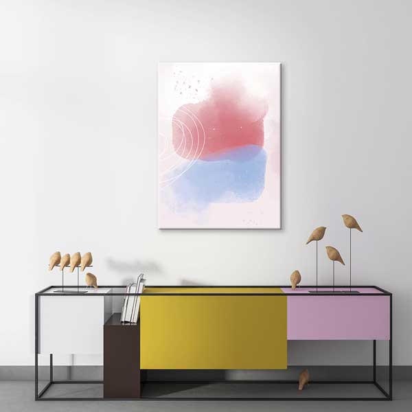 Pastel Mavi ve Pembe Soyut Minimal Duvar Tablosu 13955