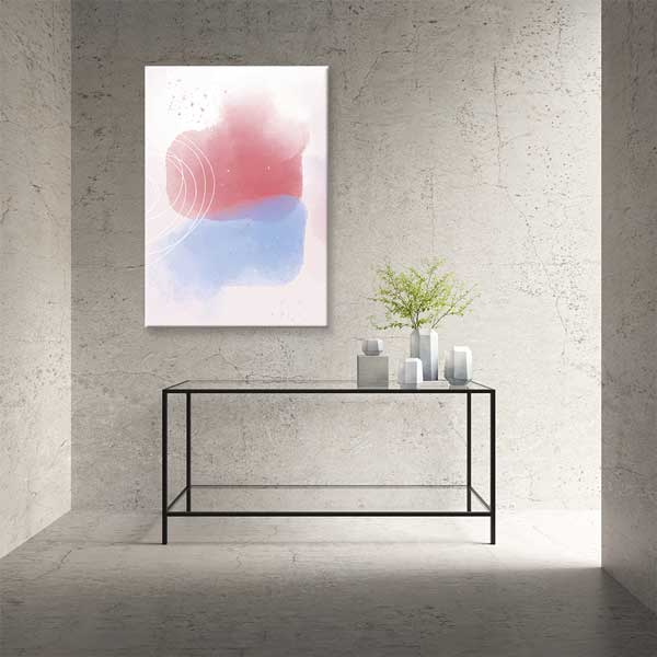 Pastel Mavi ve Pembe Soyut Minimal Duvar Tablosu 13955