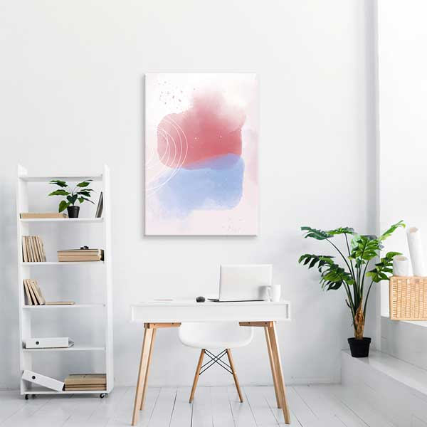 Pastel Mavi ve Pembe Soyut Minimal Duvar Tablosu 13955