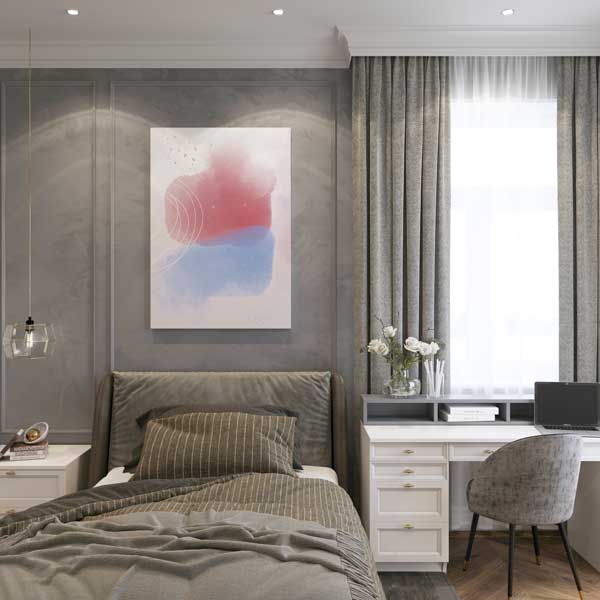 Pastel Mavi ve Pembe Soyut Minimal Duvar Tablosu 13955