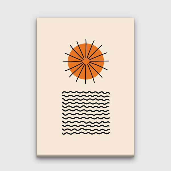 Minimal Güneş ve Dalga Desenli Duvar Tablosu 13972