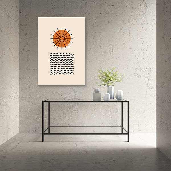 Minimal Güneş ve Dalga Desenli Duvar Tablosu 13972