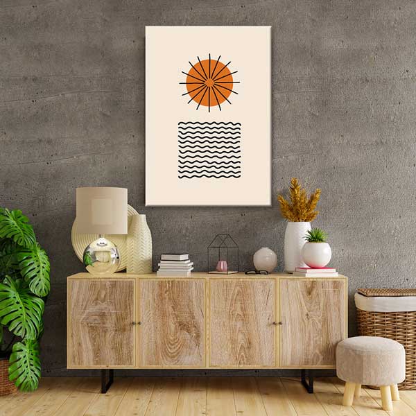 Minimal Güneş ve Dalga Desenli Duvar Tablosu 13972