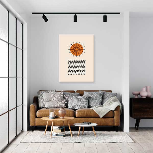 Minimal Güneş ve Dalga Desenli Duvar Tablosu 13972