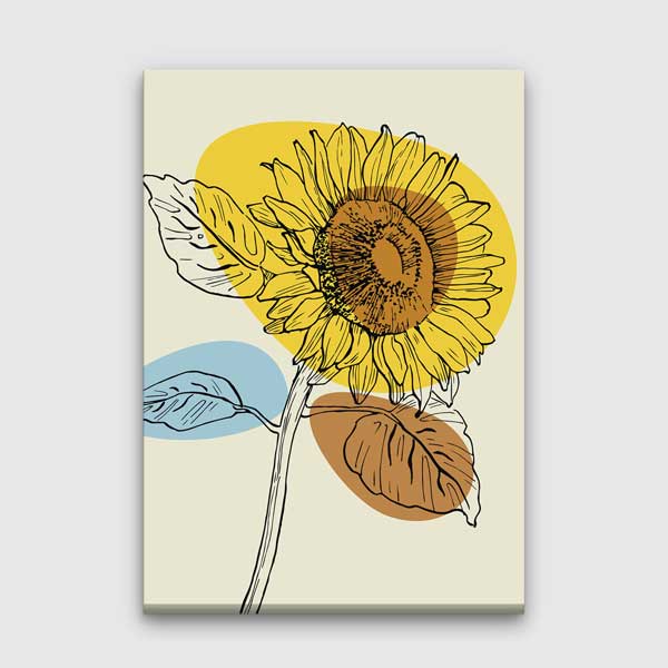 Detaylı Ayçiçeği Çizimli Minimal Duvar Tablosu 13961