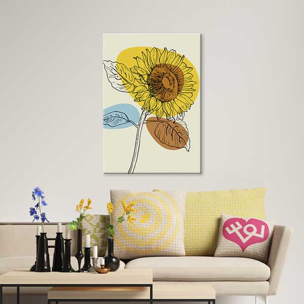 Detaylı Ayçiçeği Çizimli Minimal Duvar Tablosu 13961