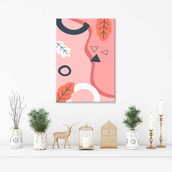 Soyut Formlu Minimal Pembe Duvar Tablosu 13946