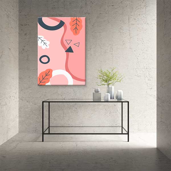 Soyut Formlu Minimal Pembe Duvar Tablosu 13946