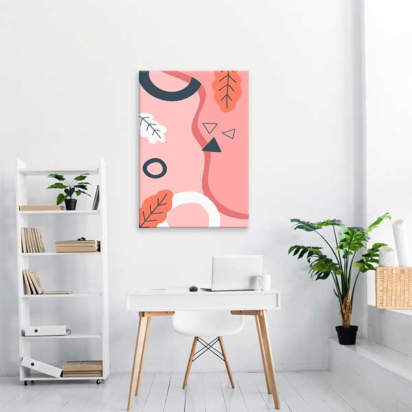 Soyut Formlu Minimal Pembe Duvar Tablosu 13946