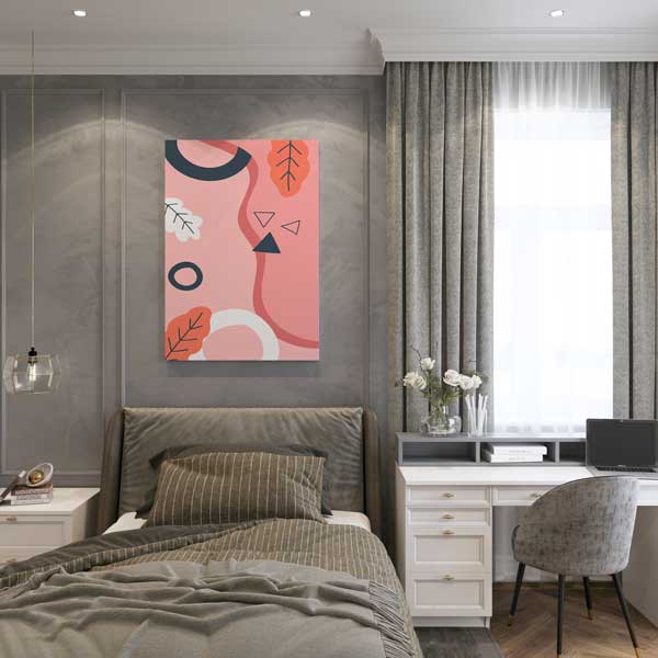 Soyut Formlu Minimal Pembe Duvar Tablosu 13946