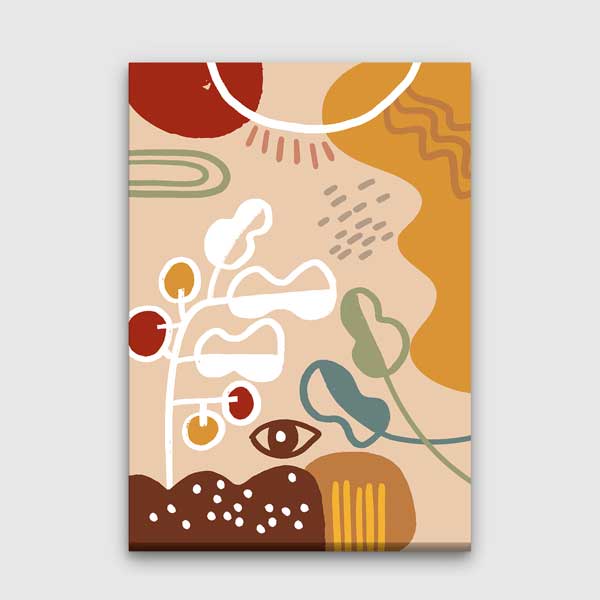 Soyut Bitki ve Güneş Formlu Minimal Duvar Tablosu 13951