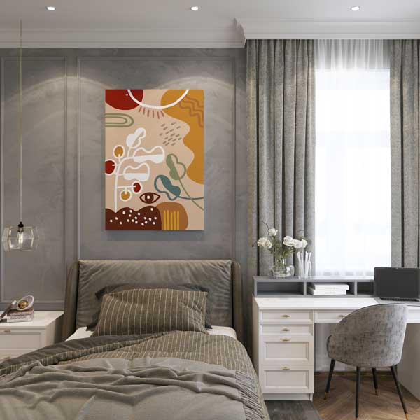 Soyut Bitki ve Güneş Formlu Minimal Duvar Tablosu 13951