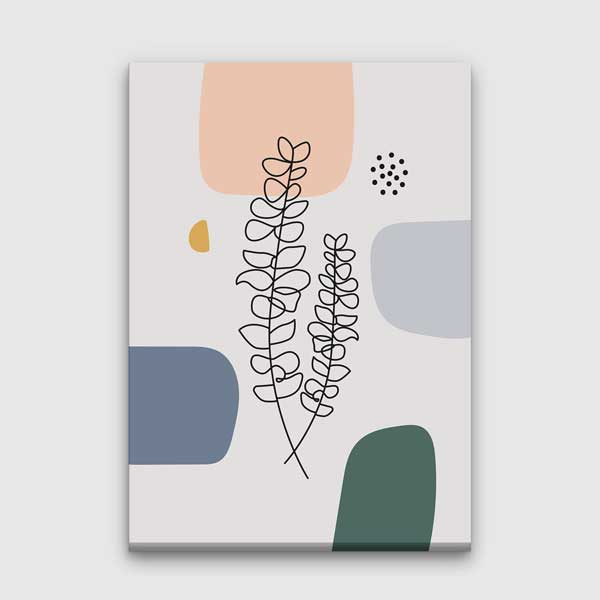 Çizgi Bitki Figürlü Pastel Minimal Duvar Tablosu 13957
