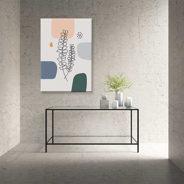 Çizgi Bitki Figürlü Pastel Minimal Duvar Tablosu 13957