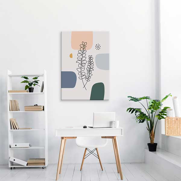 Çizgi Bitki Figürlü Pastel Minimal Duvar Tablosu 13957