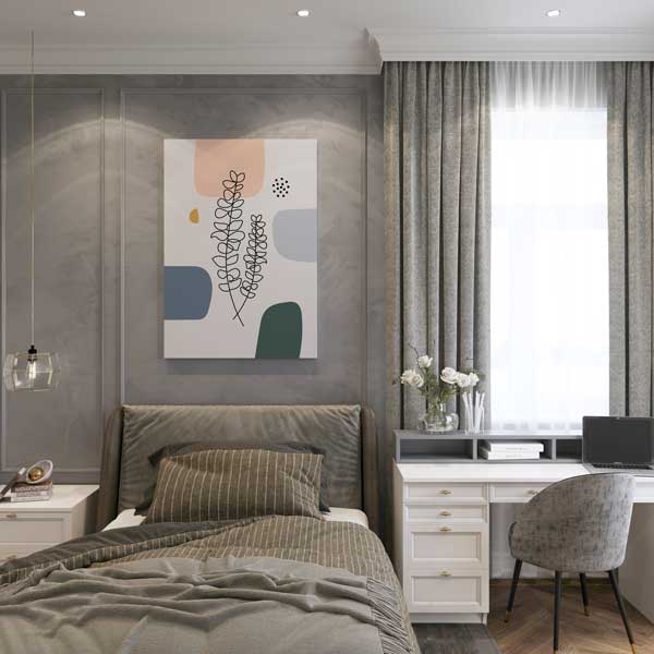 Çizgi Bitki Figürlü Pastel Minimal Duvar Tablosu 13957