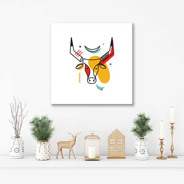 Soyut Geyik Başı Figürlü Minimal Kanvas Tablo 13992