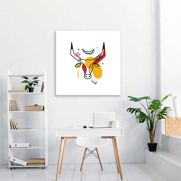 Soyut Geyik Başı Figürlü Minimal Kanvas Tablo 13992