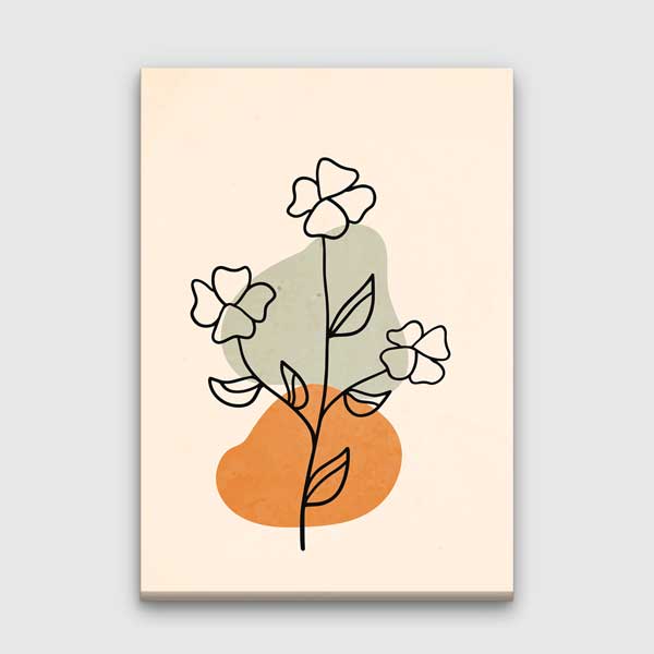 Üç Çiçek Figürlü Pastel Minimal Duvar Tablosu 13959