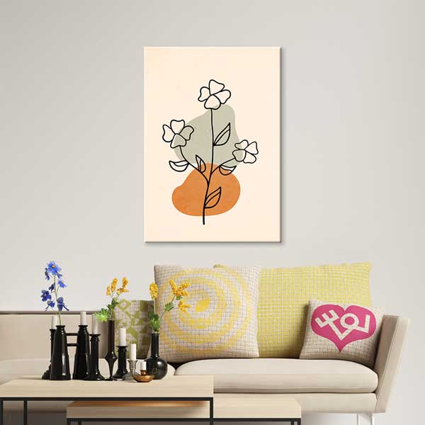 Üç Çiçek Figürlü Pastel Minimal Duvar Tablosu 13959