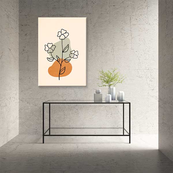 Üç Çiçek Figürlü Pastel Minimal Duvar Tablosu 13959