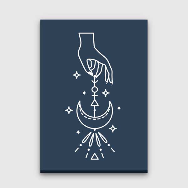 Mistık El ve Ay Sembolü Minimal Duvar Tablosu 13964