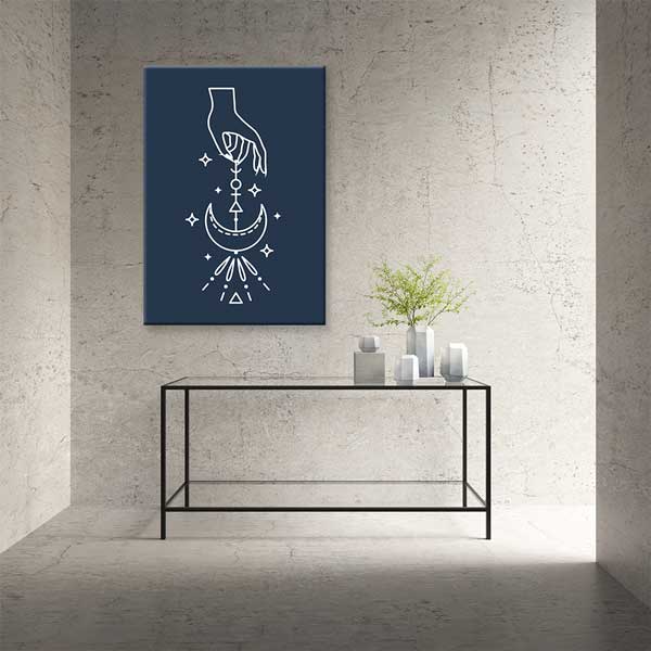 Mistık El ve Ay Sembolü Minimal Duvar Tablosu 13964