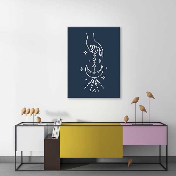 Mistık El ve Ay Sembolü Minimal Duvar Tablosu 13964