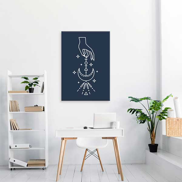 Mistık El ve Ay Sembolü Minimal Duvar Tablosu 13964