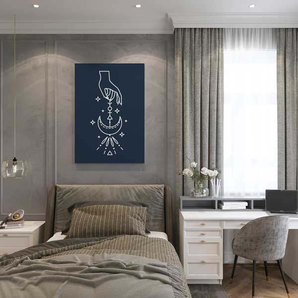 Mistık El ve Ay Sembolü Minimal Duvar Tablosu 13964