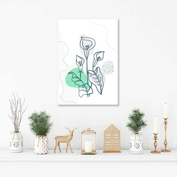 Çizgi Sanatı Çiçek Figürlü Minimal Duvar Tablosu 13952