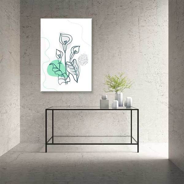 Çizgi Sanatı Çiçek Figürlü Minimal Duvar Tablosu 13952