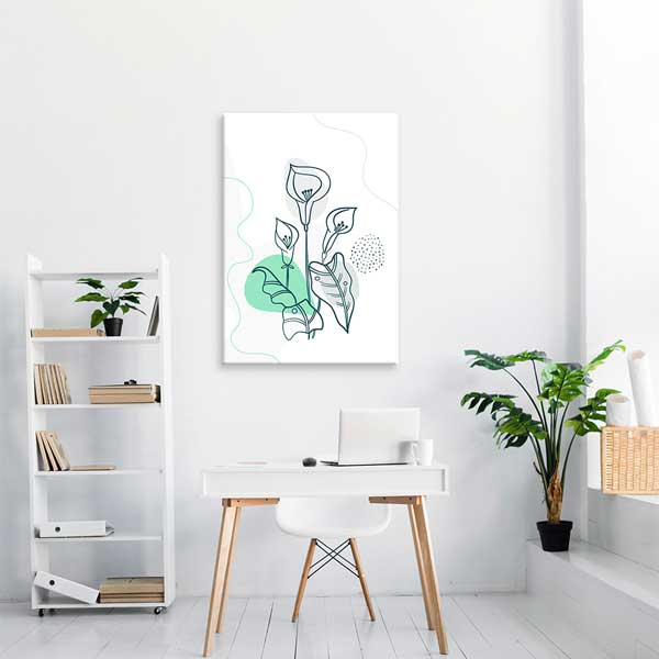 Çizgi Sanatı Çiçek Figürlü Minimal Duvar Tablosu 13952