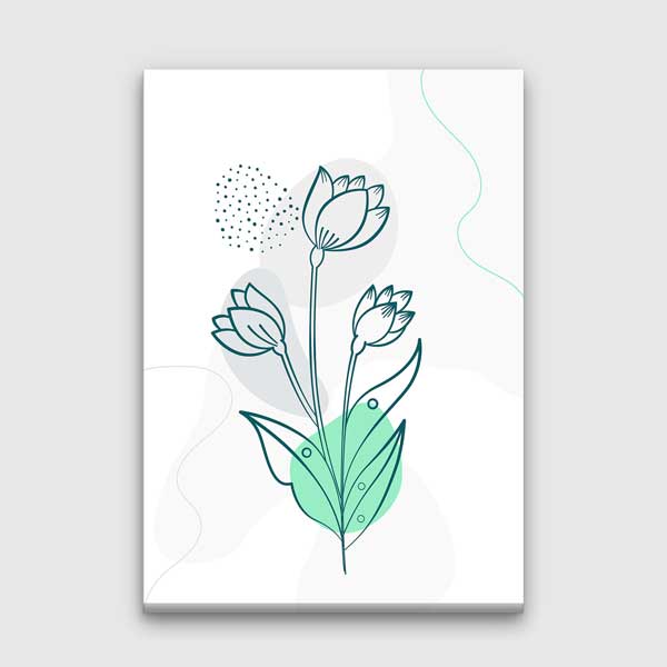 Lotus Çiçeği Çizgi Sanatı Minimal Duvar Tablosu 13953