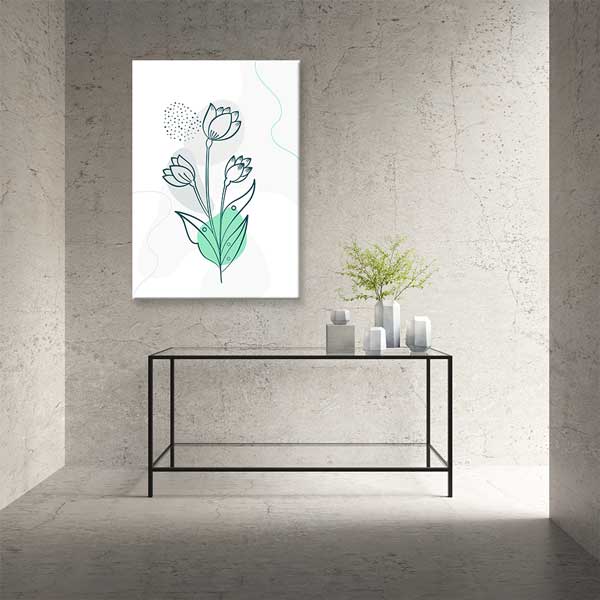 Lotus Çiçeği Çizgi Sanatı Minimal Duvar Tablosu 13953