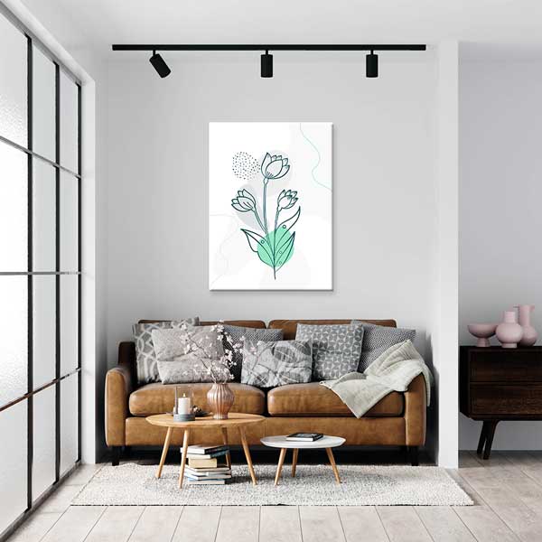 Lotus Çiçeği Çizgi Sanatı Minimal Duvar Tablosu 13953