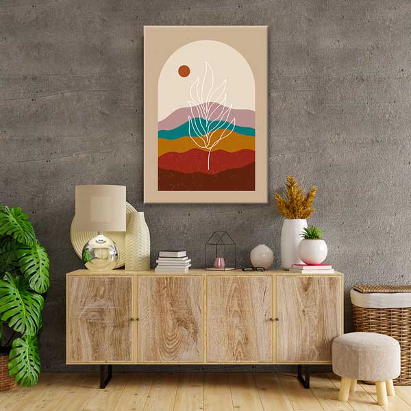 Kemer İçinde Katmanlı Soyut Manzara Minimal Duvar Tablosu 13967